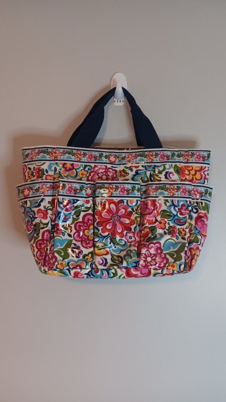 Vintage Vera Bradley Garden Tote Limited Edition Coated Canvas Red Floral